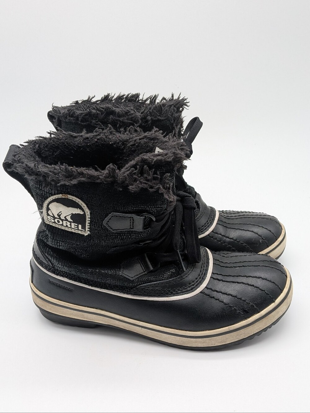 Sorel Tivoli Waterproof Winter Boots Black Faux Fur Women's Size 7